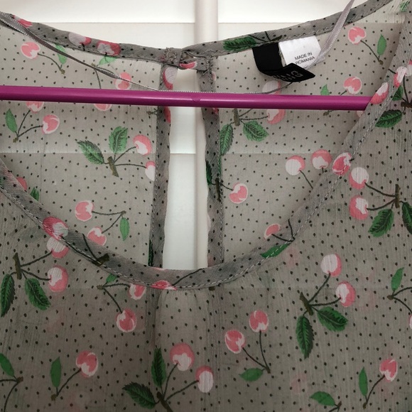 [5 for $25] Grey cherry see-through top - Picture 2 of 3